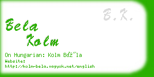 bela kolm business card